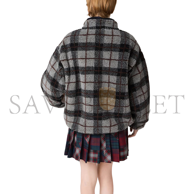 MIU MIU CHECKED TEDDY ZIPPER JACKET MJL042 MIU MIU CHECKED TEDDY ZIPPER JACKET MJL042